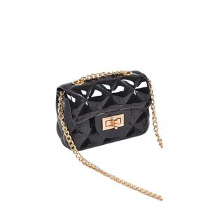 Lil Black Crossbody Glam Bag w/gold Chain